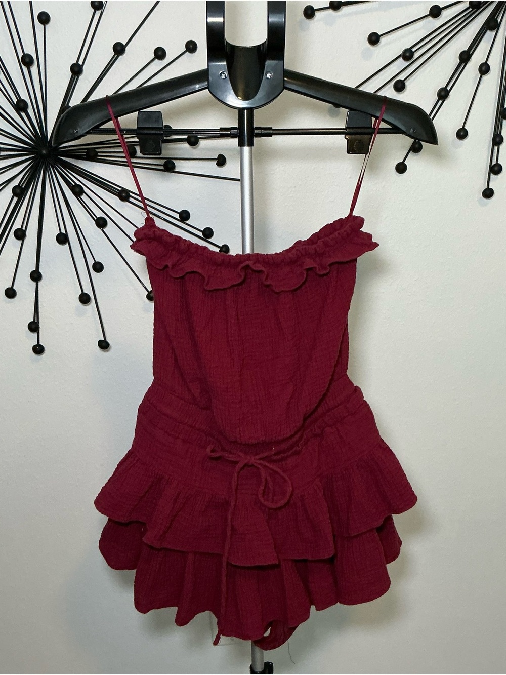 Day + Moon Berry Pink Ruffle Tiered Romper Size Small